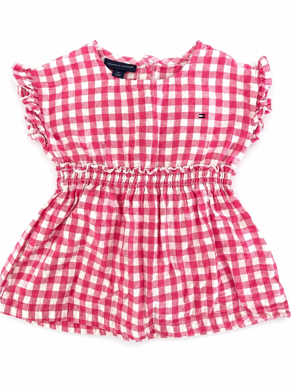 Tommy Hilfiger Toddler Girls Pink Gingham Smocked Dress Size 100% Cotton 4T